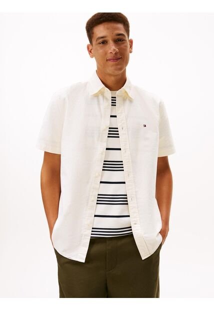 Camisa Beige Heritage Oxford Con Diseño De Rayas Tommy Hilfiger