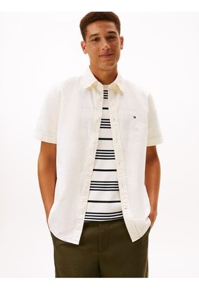 Camisa Beige Heritage Oxford Con Diseño De Rayas Tommy Hilfiger