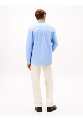 Camisa Azul Oxford Regular De Raya Diplomática Tommy Hilfiger