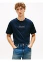 Camiseta Azul De Cuello Redondo Con Logo Tommy Hilfiger de Tommy Hilfiger