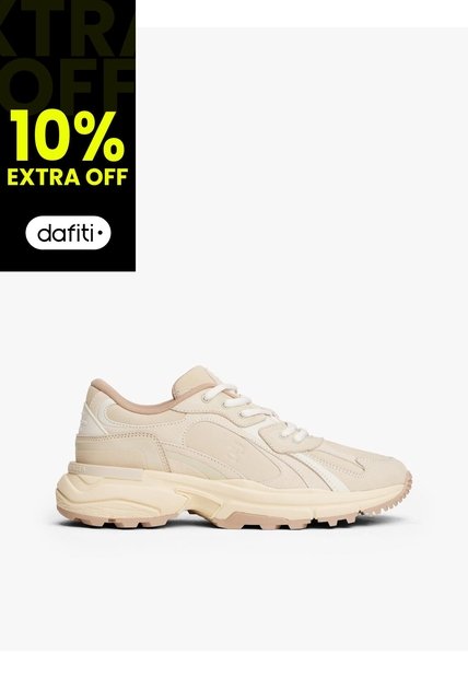 Tenis Beige De Cuero Con Monograma TH Tommy Hilfiger