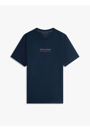 Camiseta Azul De Cuello Redondo Con Logo Tommy Hilfiger