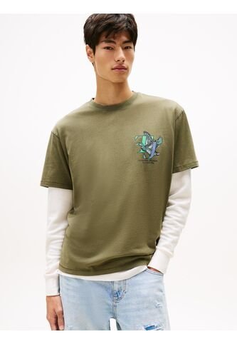 Camiseta Gris De Cuello Redondo Con Gráfico Tommy Jeans Tommy Hilfiger