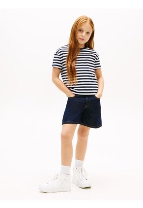 Camiseta Azul Essential Holgada De Rayas Con Logo Tommy Hilfiger