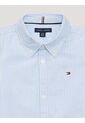 Camisa Celeste A Rayas Con Logo Para Niños Tommy Hilfiger de Tommy Hilfiger