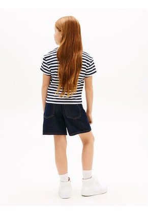 Camiseta Azul Essential Holgada De Rayas Con Logo Tommy Hilfiger