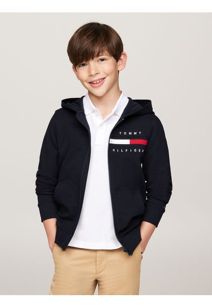 Buzo Azul Niño Saco Con Capota Y Ribetes Distintivos Tommy Hilfiger