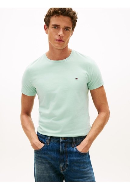 Camiseta Verde De Cuello Redondo Y Corte Extra Slim Tommy Hilfiger