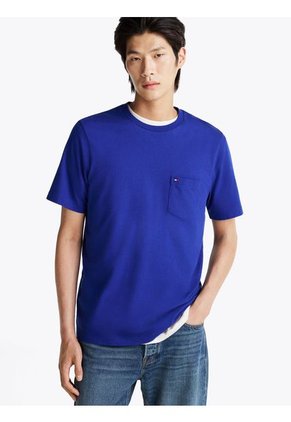 Camiseta Azul De Cuello Redondo Con Bolsillo Tommy Hilfiger