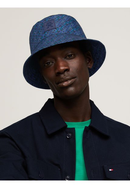 Sombrero Azul De Pescador TH Monogram De Sarga Tommy Hilfiger