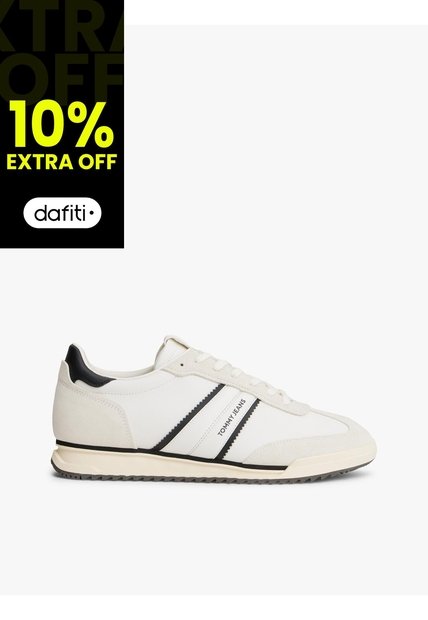Tenis Blanco Retro Con Cuero Tommy Hilfiger