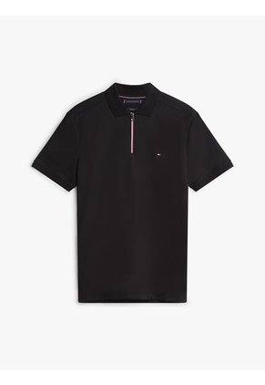 Polo Negro De Corte Regular De Cierre De Cremallera De 1/4 Tommy Hilfiger