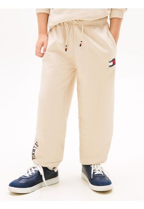 Joggers Beige De Felpa Con Logo Ondulante Tommy Hilfiger