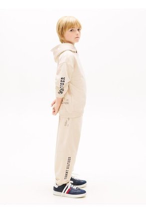 Joggers Beige De Felpa Con Logo Ondulante Tommy Hilfiger