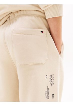 Joggers Beige De Felpa Con Logo Ondulante Tommy Hilfiger