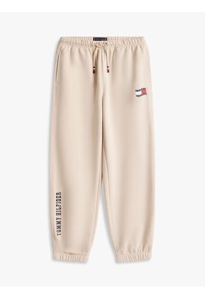 Joggers Beige De Felpa Con Logo Ondulante Tommy Hilfiger