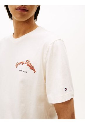 Camiseta Blanca De Cuello Redondo Con Logo Gráfico Tommy Hilfiger
