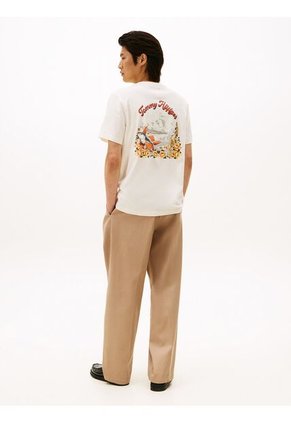 Camiseta Blanca De Cuello Redondo Con Logo Gráfico Tommy Hilfiger