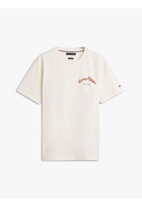 Camiseta Blanca De Cuello Redondo Con Logo Gráfico Tommy Hilfiger