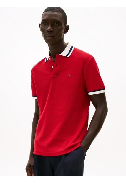Polo Rojo De Corte Regular Con Logo Tommy Hilfiger