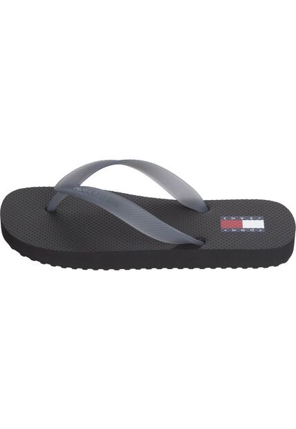 Sandalias Negro Con Suela Dentada Y Logo Tommy Hilfiger