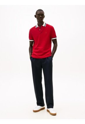 Polo Rojo De Corte Regular Con Logo Tommy Hilfiger