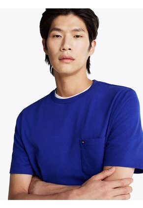 Camiseta Azul De Cuello Redondo Con Bolsillo Tommy Hilfiger