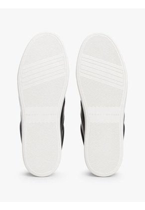 Tenis Negro En Cuero Con Monograma TH Tommy Hilfiger