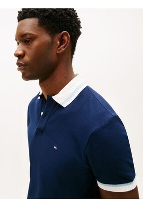 Polo Azul De Corte Regular Con Logo Tommy Hilfiger