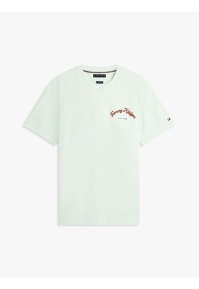 Camiseta Verde De Cuello Redondo Con Logo Gráfico Tommy Hilfiger