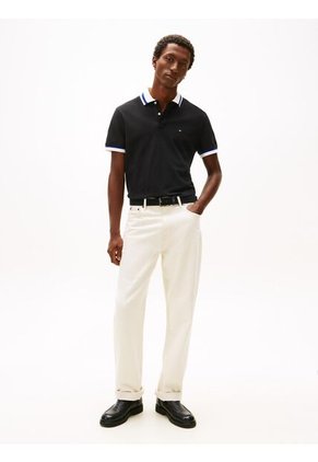 Polo Negro De Corte Regular Con Logo Tommy Hilfiger