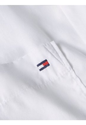 Camisa Blanca Corta De Rayas Con Bolsillo Tommy Hilfiger