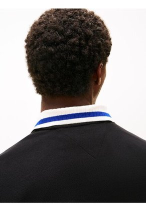 Polo Negro De Corte Regular Con Logo Tommy Hilfiger