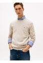 Saco Beige De Cuello Redondo Con Logo Bordado Tommy Hilfiger de Tommy Hilfiger