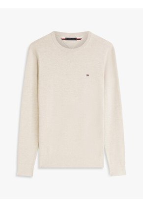 Saco Beige De Cuello Redondo Con Logo Bordado Tommy Hilfiger