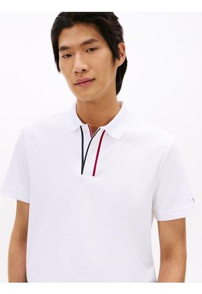 Polo Blanco De Corte Regular Con Tapeta Distintiva Tommy Hilfiger