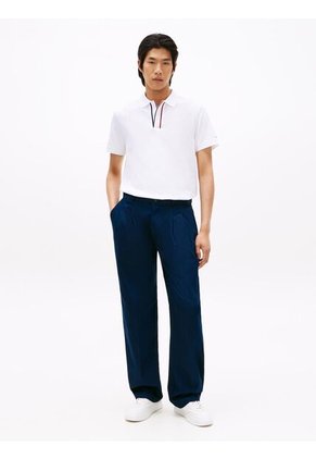 Polo Blanco De Corte Regular Con Tapeta Distintiva Tommy Hilfiger