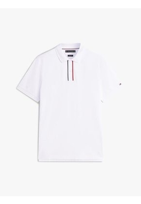 Polo Blanco De Corte Regular Con Tapeta Distintiva Tommy Hilfiger