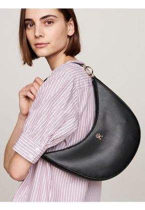 Bolso Negro De Hombro Con Monotipo Hilfiger Tommy Hilfiger