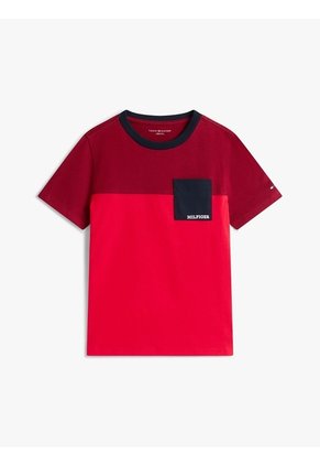 Camiseta Roja Para Niño Con Diseño Colorblock Tommy Hilfiger