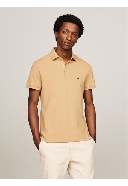 Polo Beige Clásica Slim 1985 Para Hombre Tommy Hilfiger