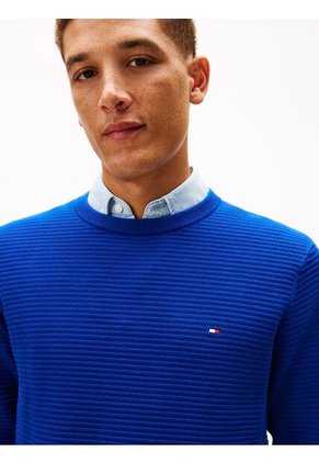 Saco Azul De Punto Texturizado Tommy Hilfiger