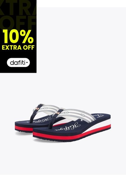 Sandalias Negro Con Logo Distintivo Tommy Hilfiger