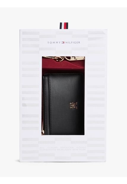 Caja Negra De Regalo Con Tarjetero Y Colgante Tommy Hilfiger