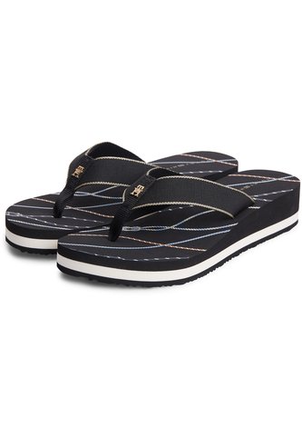 Sandalias Negro De Cuña Con Insignia Tommy Hilfiger Tommy Hilfiger