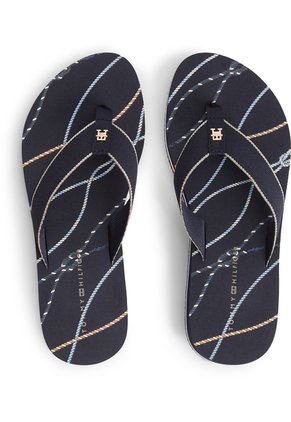Sandalias Azul Marino De Cuña Con Insignia Tommy Hilfiger