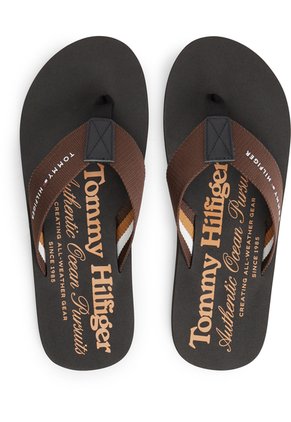 Sandalias Marrón De Playa Con Logo Tommy Hilfiger
