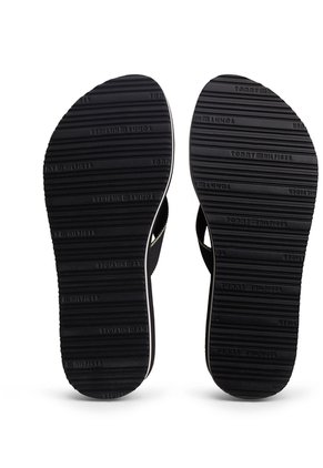 Sandalias Negro De Cuña Con Insignia Tommy Hilfiger