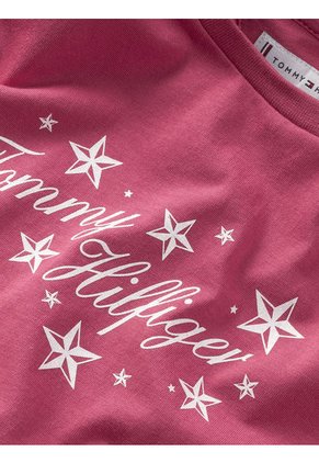 Camiseta Niña Rosa Con Logo Script Tommy Hilfiger
