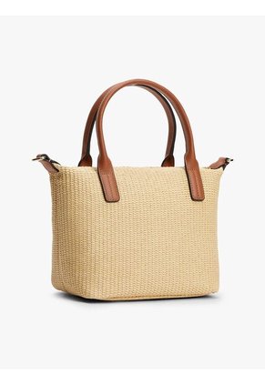 Bolso Beige Tote De Rafia Con Correa Cruzada Tommy Hilfiger